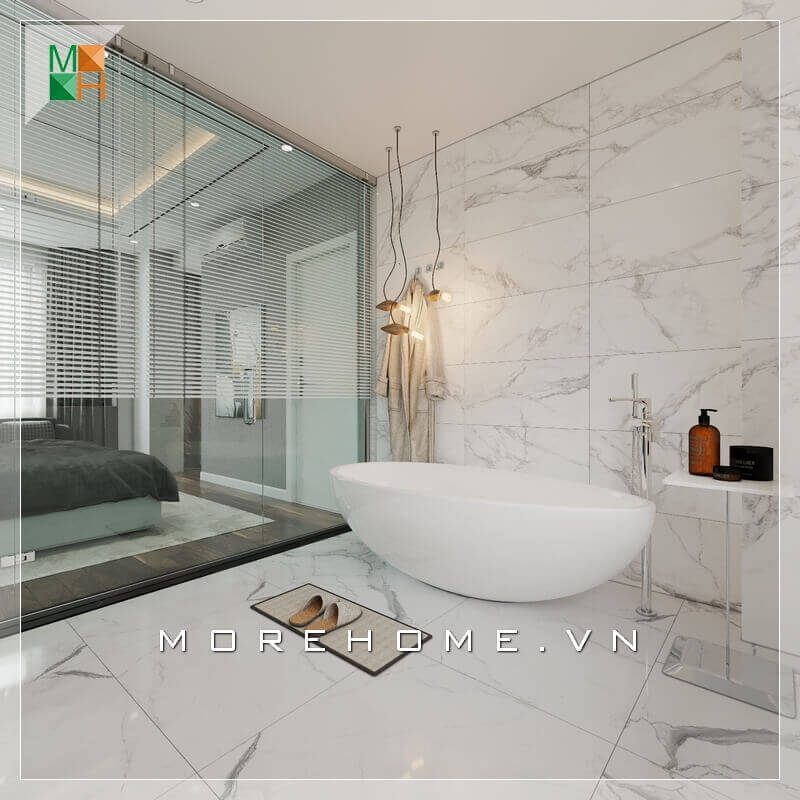 Ấn tượng mẫu phòng ngủ đẹp hiện đại thiết kế mở có phòng tắm kết hợp nhà vệ sinh sang trọng cho nhà phố, biệt thự, chung cư.